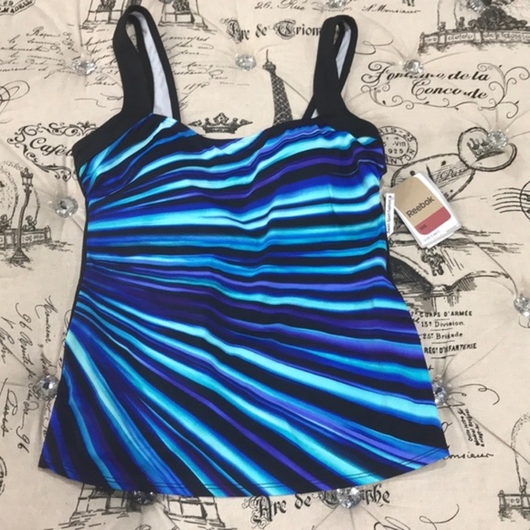 Reebok Depth Defy Striped Tankini Top - Picture 3 of 7